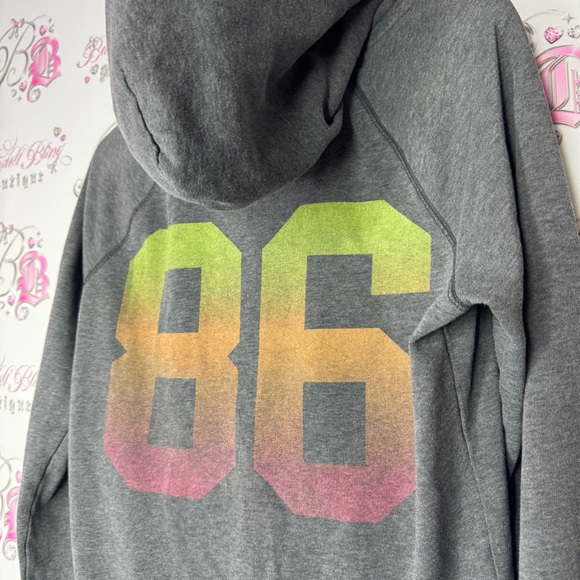 Victoria secret pink sweater hoodie ombré sunset 86 on back zip up zipper grey - Picture 3 of 11